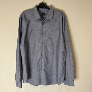 BOSS HUGO BOSS Black Label Light Blue Textured Button Down Men’s 2XL Slim Fit